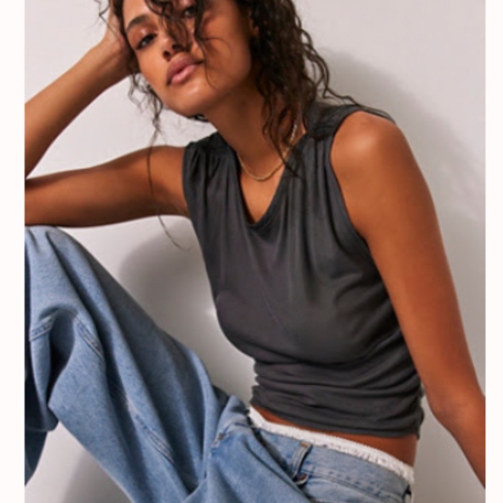 Free People Grey Sleeveless Top